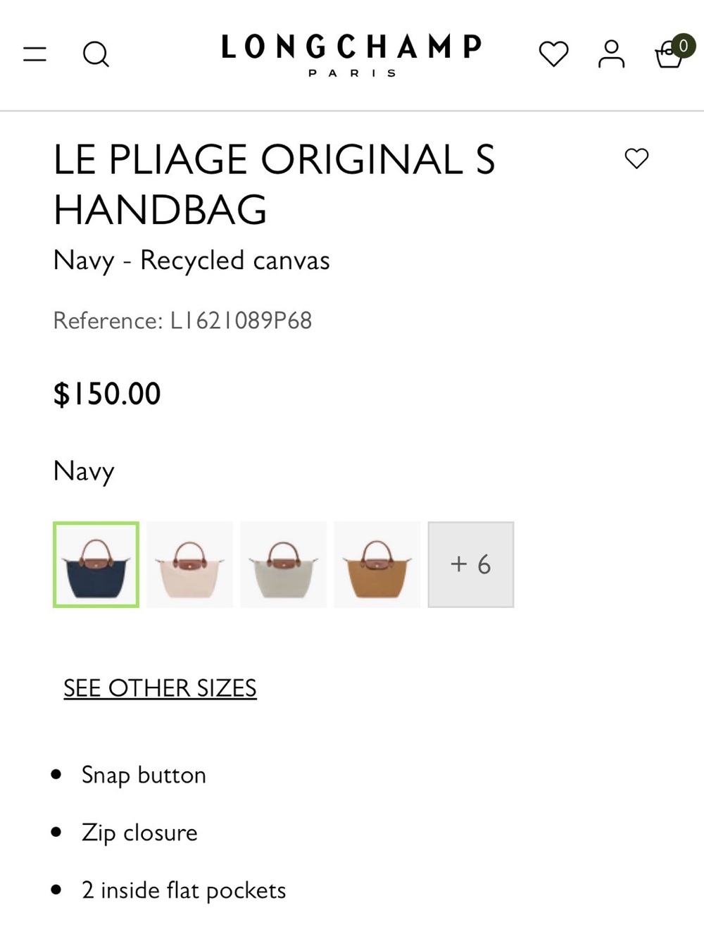 Longchamp Navy Blue Tote with Brown Leather Trim - Picture 5 of 9